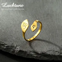 Lucktune Stainless Steel OM Buddhism Hindu Yoga Rings Talisman Amulets Yoga Rings for Women Religious Supernatural Jewelry Gifts