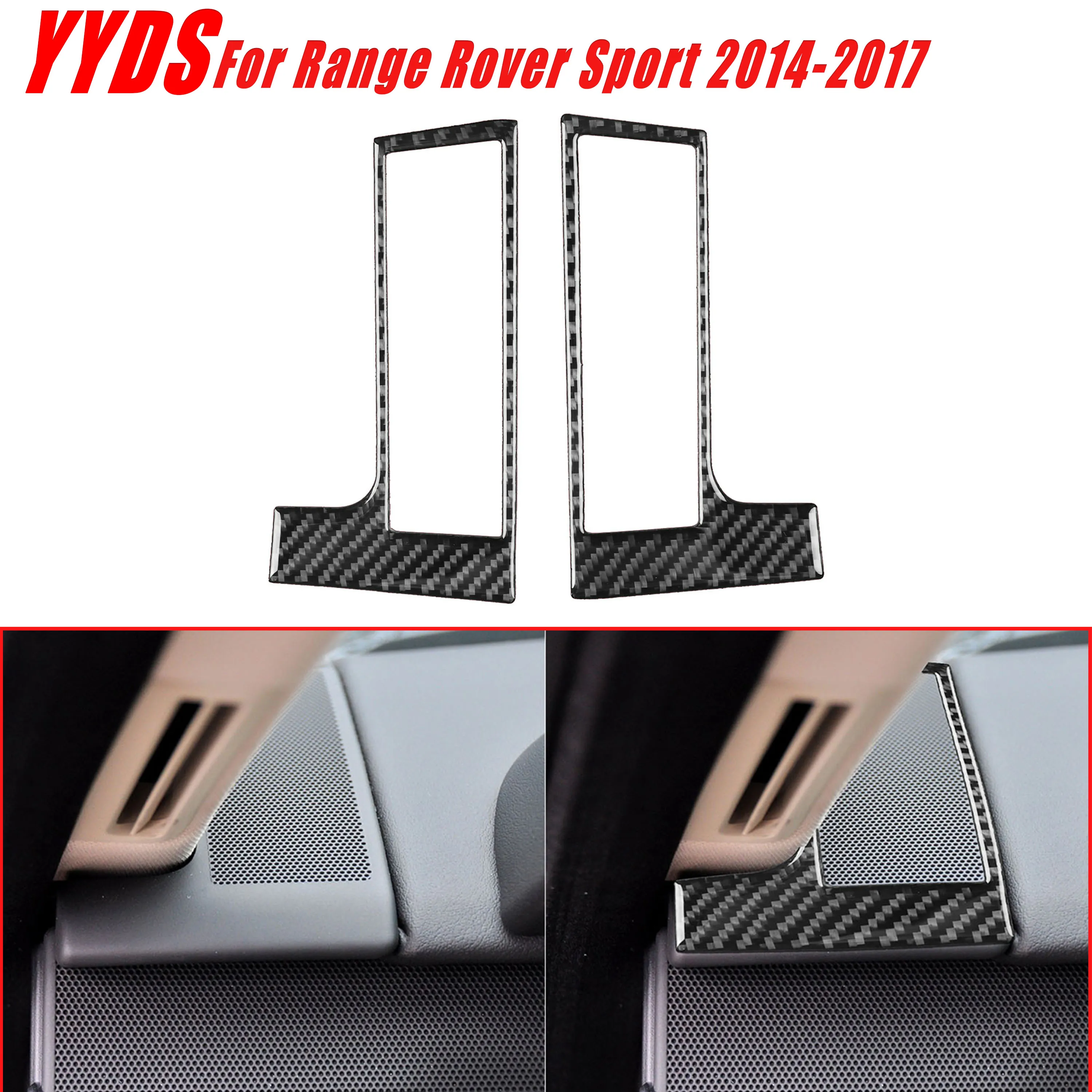 For Land Range Rover Sport 2014-2017 Real Soft Carbon Fiber Car Interior Center Dashboard AC Air Vent Upper Lid Cover 2Pcs