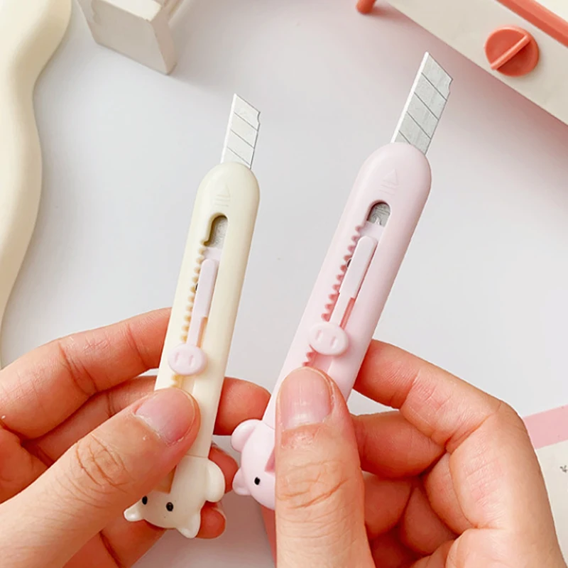 Fashion Mini Lovely Utility Knife Kawaii Cartoon Piggy Rabbit Paper Cutter Creative Portable Paper Cutter Office Accessories