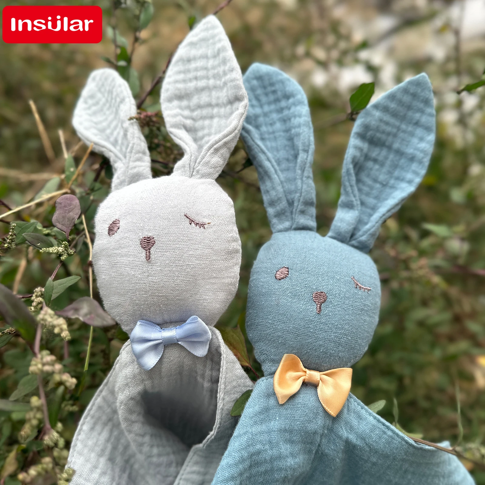 Cartoon Rabbit Towel Cotton Muslin Handkerchief for Newborn Infant Soothing Comfort and Sleeping Aid Stuffed Animal Sensory Toy