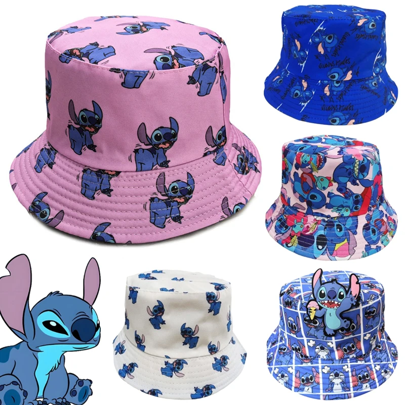 

Панама Disney Stitch, рыбацкая кепка, женская уличная повседневная панама, летняя солнцезащитная шляпа, двухсторонняя шляпа с героями мультфильмов для пар, солнцезащитные шляпы