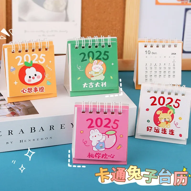 12 Pcs Wholesale 2025 Years Bunny Desk Calendar Mini Portable Student Clock in Table Desktop Ornament Office Supplies