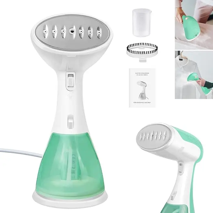 مكواة بخار للملابس المحمولة، مكواة بخار محمولة للملابس مع وظيفة مضادة للتجاعيد، تسخين سريع لمدة 30 ثانية، مكواة بخار قوية بقدرة 1500 وات،