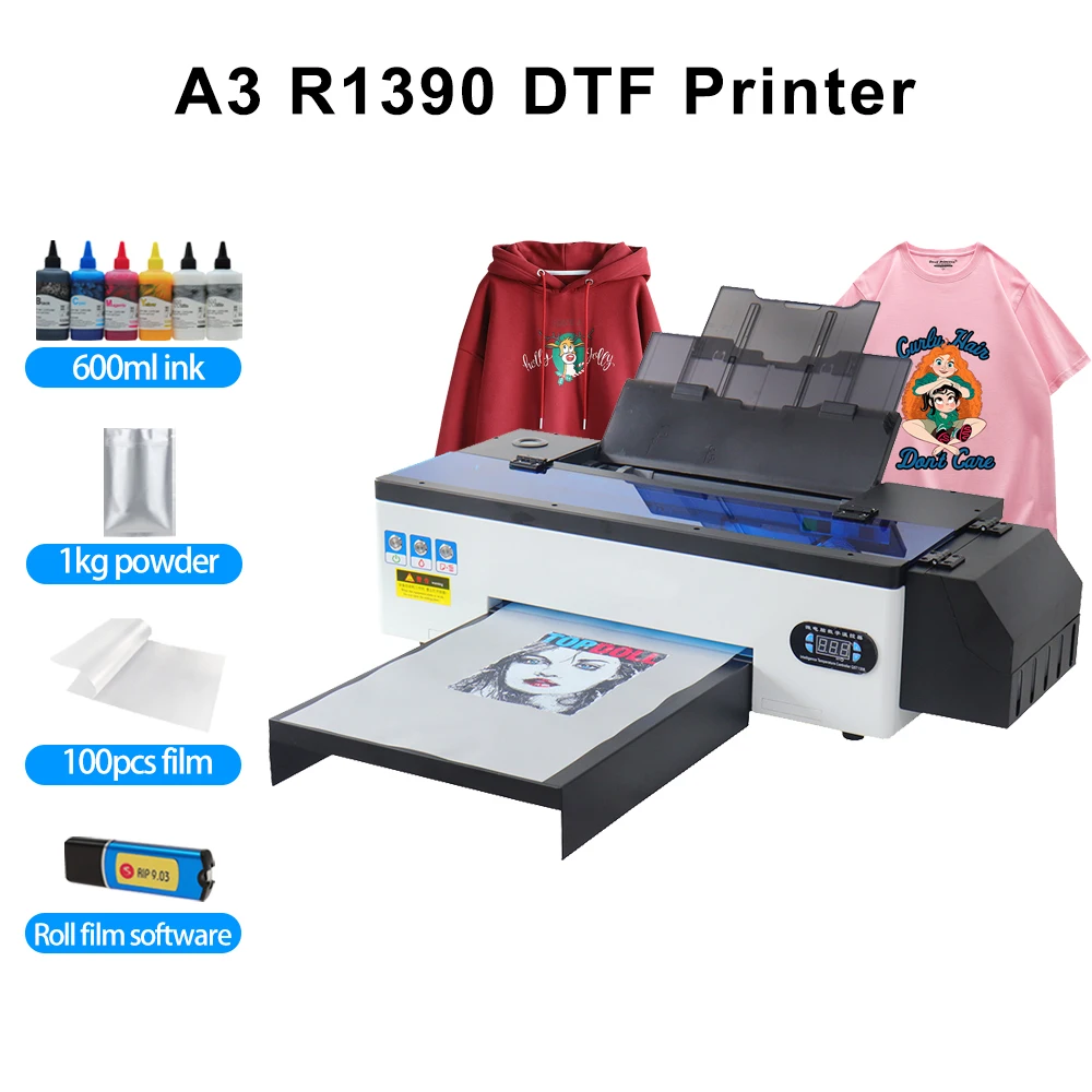

A3 DTF Printer Set With DTF Ink Set Direct Heat Transfer Film Printer For Hoodies Textile Clothes Printing on T-shirt Printer A3