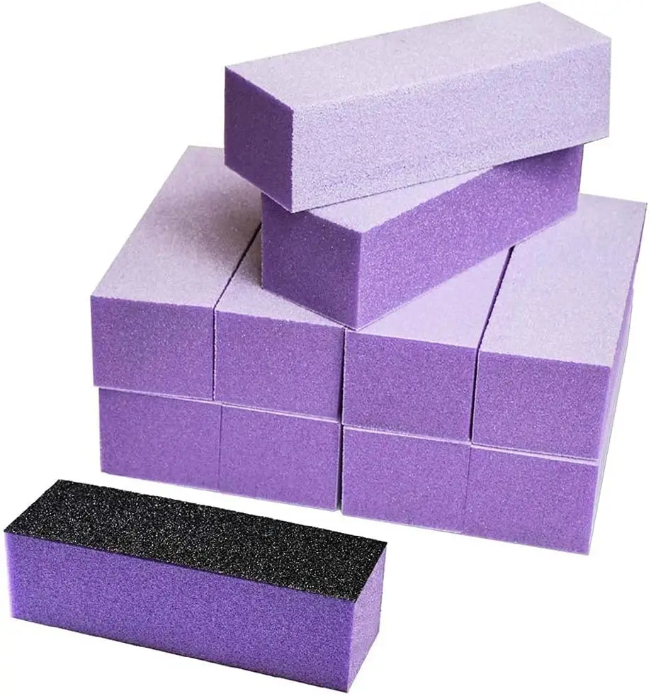 

10 PCS Nail Buffer Sanding Block Polisher Buffing File 100/180 (Purple White)