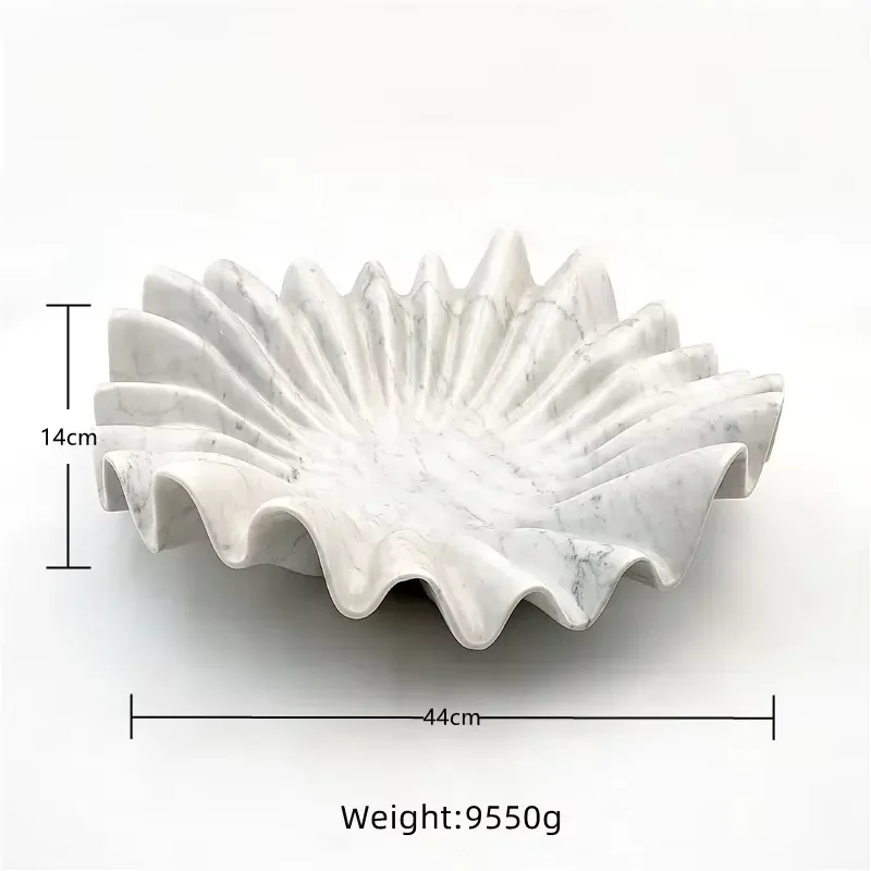NANWEI Natural White Marble Flower Shape Fruit Serving Tray Kitchen Bathroom Multifunction Home Decor