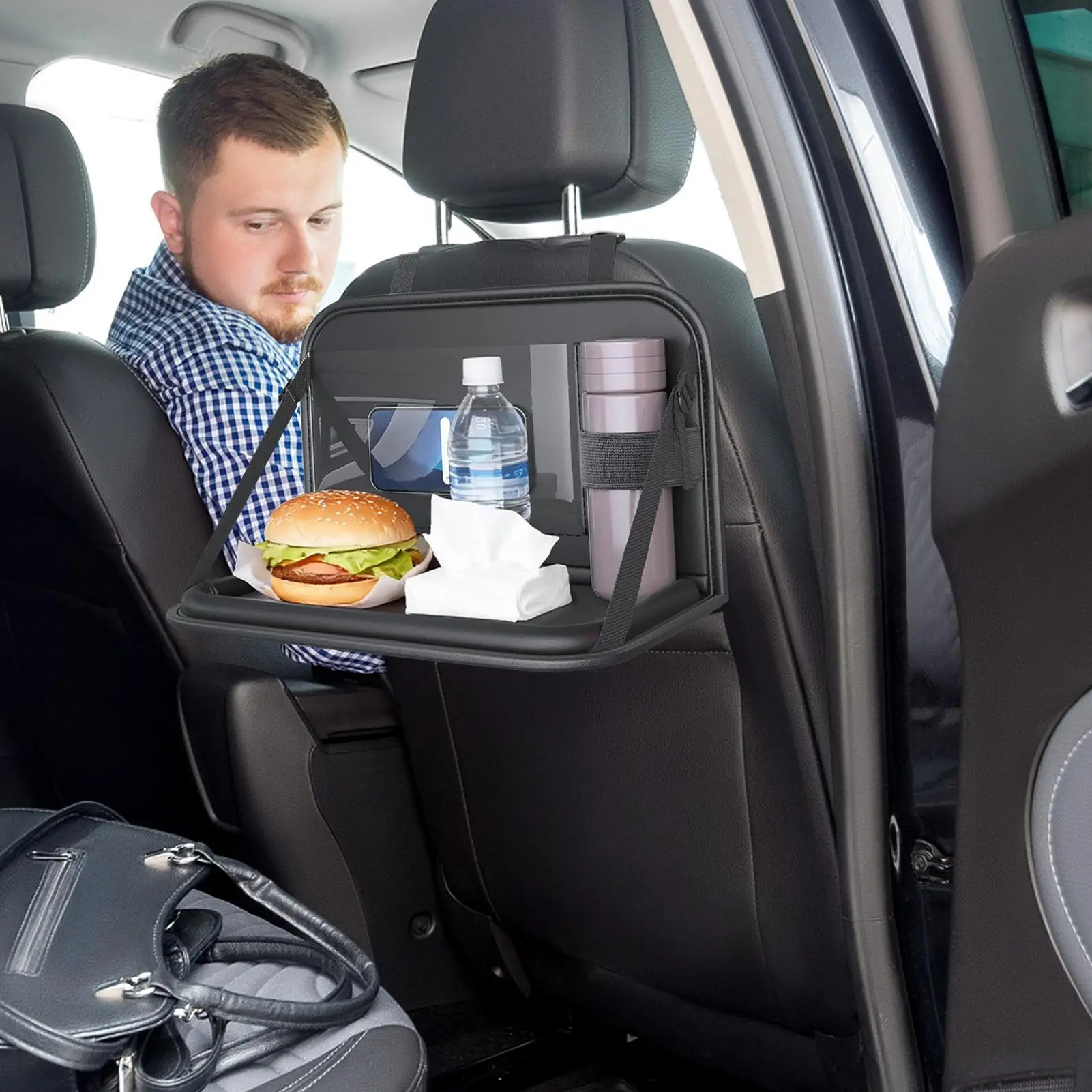 

Tray For Car Seat Folding Rear Desk Storage Laptop Holder Car Table For Kids For Toddler Airplane Camping Long Ride Snack Time