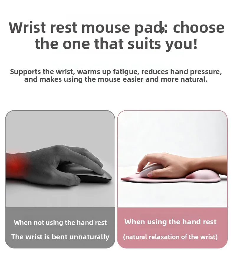Niedliches Katzen-Silikon-Handgelenkauflage-Mauspad Ergonomische Schreibtischunterlage für Büro Gaming Mädchen 8 Musteroptionen – Detail 1