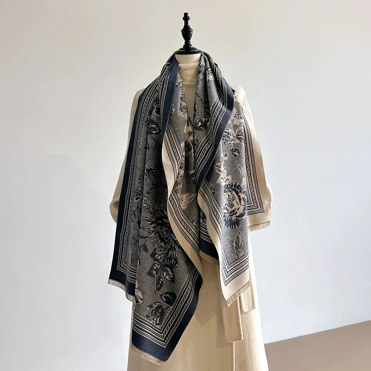 

Women Autumn Winter Faux Cashmere Warm Neck Protection Shawl Wrap New Style Patchwork Jacquard Scarf for Blanket Bufanda Echarpe