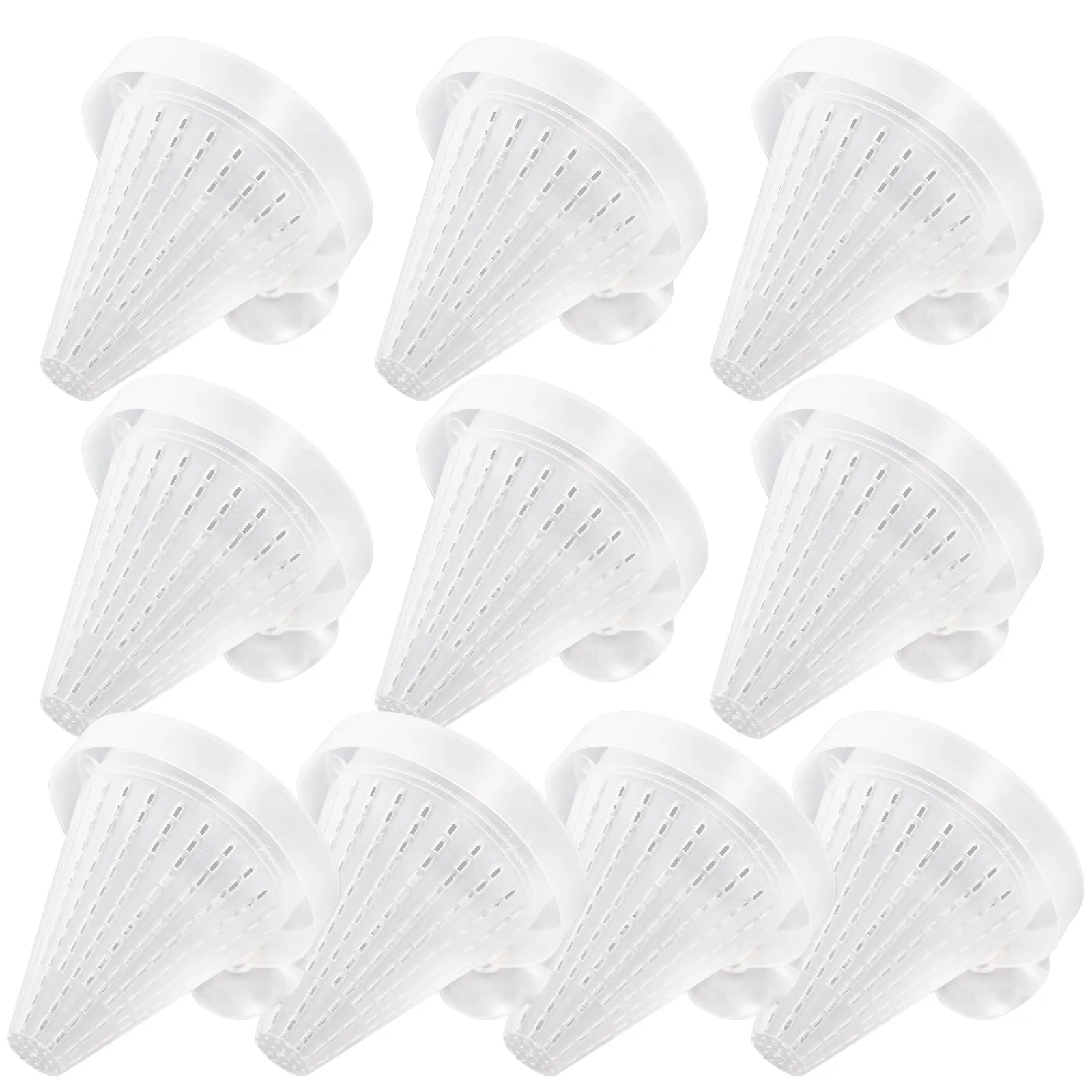 Alimentador de tanque de peces con ventosa, dispositivo de alimentación de gusano, embudo de gusano de sangre para camarones, comida viva segura y duradera, forma de cono, peces tropicales, 10 Uds.