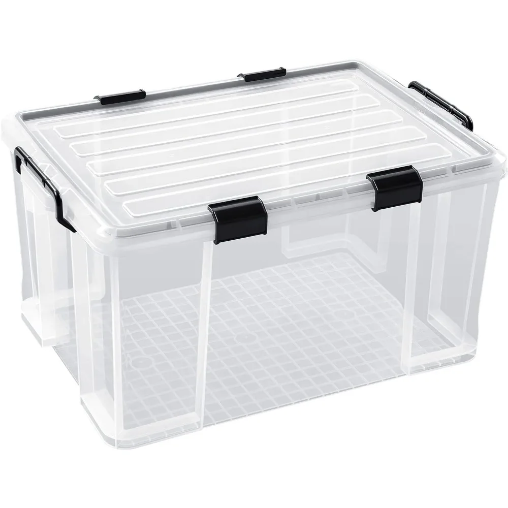 

Storage Bins with Lids Heavy Duty, Weathertigh T Containers, Trunk Organize, Stackable Closet Organize Torage Cabinet