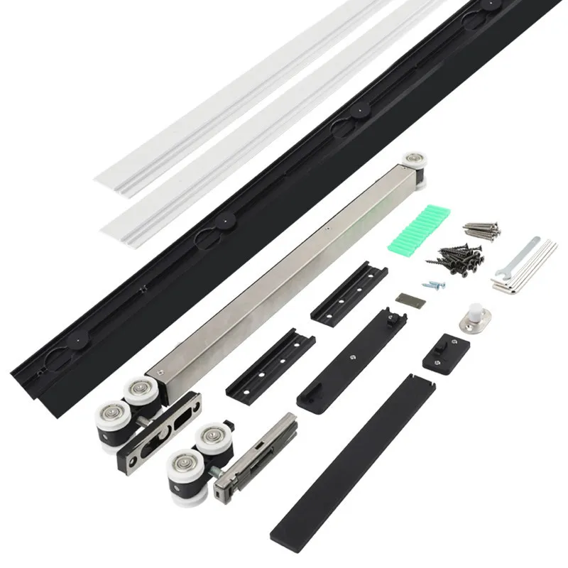 Semi-automatic sliding door slide rail According  elastic buffer track Wooden door Aluminum frame hanging door Five accessories
