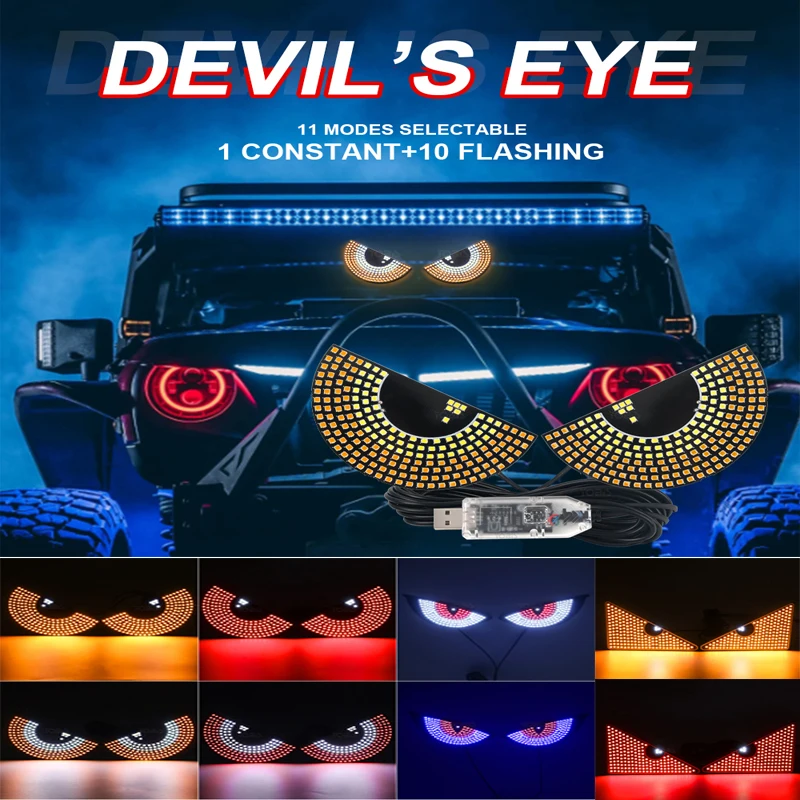 

Oprah 2PCS Car Devil Eyes Light For Car Windshield USB Flashing Modification Eye Animation Led Display Glow Flexible LED Panel