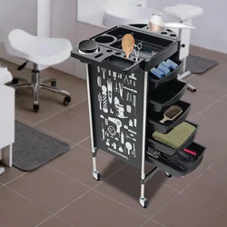 6-poziomowy wózek salonowy z uchwytem na suszarkę, uniwersalny wózek kosmetyczny z 5 szufladami do przechowywania, meble salonowe oszczędzające miejsce