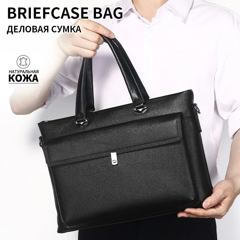 2026 New Fashion Laptop Bags Cow Genuine Leather Men's Briefcase Luxury Brand Male Handbags Messenger 13 Inch Computer Bag