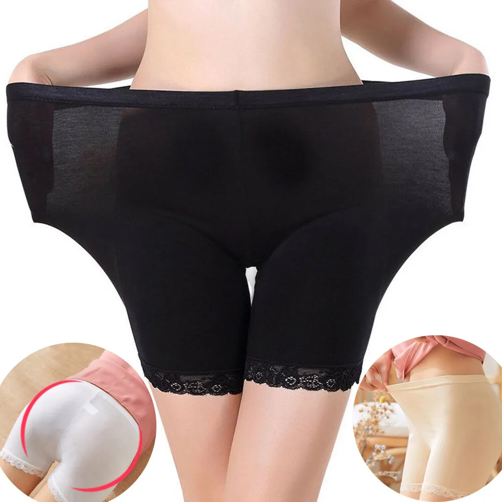 Seamless Underwear Shorts Women Soft Cotton Safety Short Pants Female Sexy Lace Black Boxers Women Plus Size Boyshort Panties