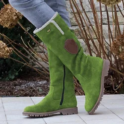 Fashion Half Boots Women Solid Color Large Size Slope Autumn Winter Suede Side Zipper Shoes Round Head Comfort Casual Boots