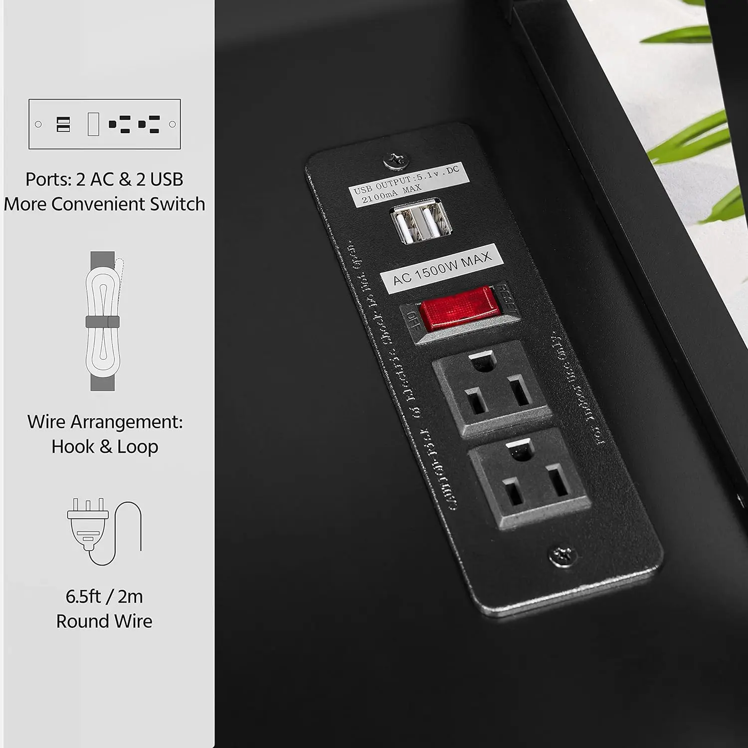 TV Stand com Power Outlet, Centro de Entretenimento para TV, Prateleira de Armazenamento Aberto, Media Console Table, Madeira, até 45 polegadas