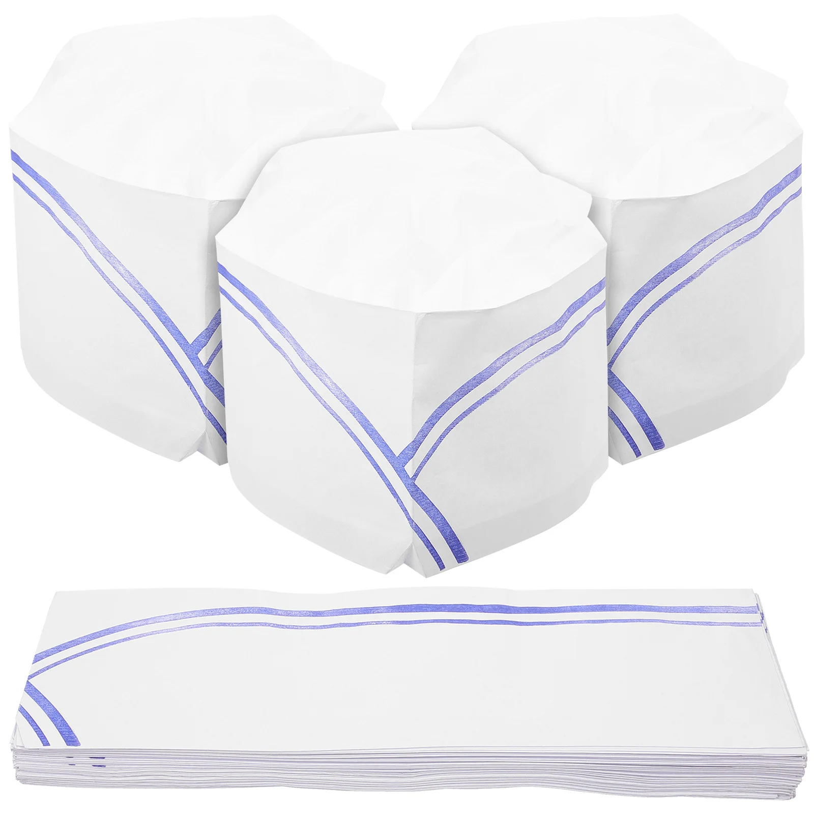 40 szt. Jednorazowe, grube papierowe czapki kucharskie uniwersalne do gotowania dla szefów kuchni, piekarzy, kelnerów, czapki kucharskie do serwowania.