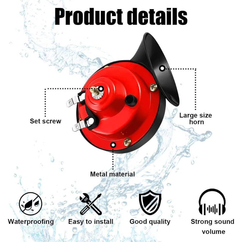 

2PCS 12V/24V 300DB Super Loud Snail Air Horn Kit, Waterproof Dual-Tone for Car Truck Motorcycle Boat SUV Marine