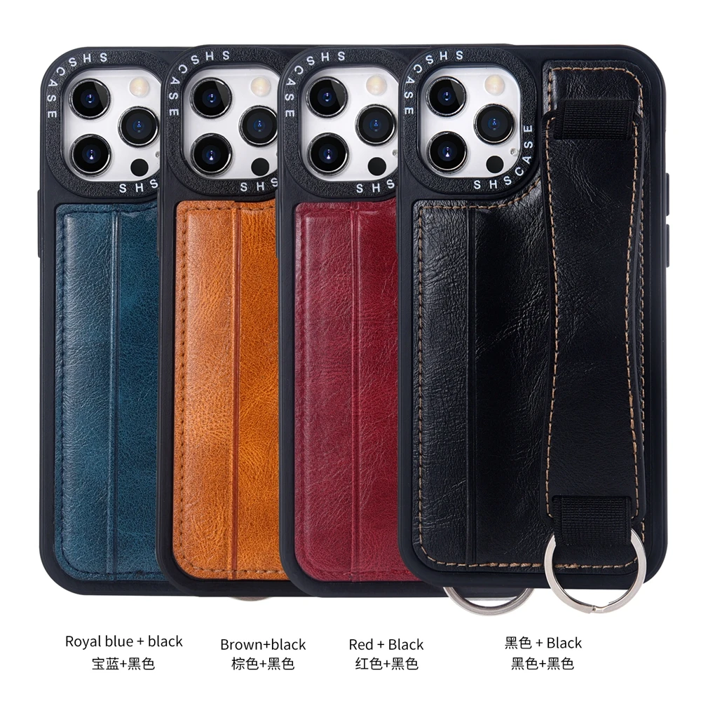 For iPhone 13 12 14 Pro Max Case PU Leather Wallet Stand Wrist Strap Card Pocket Cover for iPhone 11 Xs Max X Xr 7 8 Plus SE 2