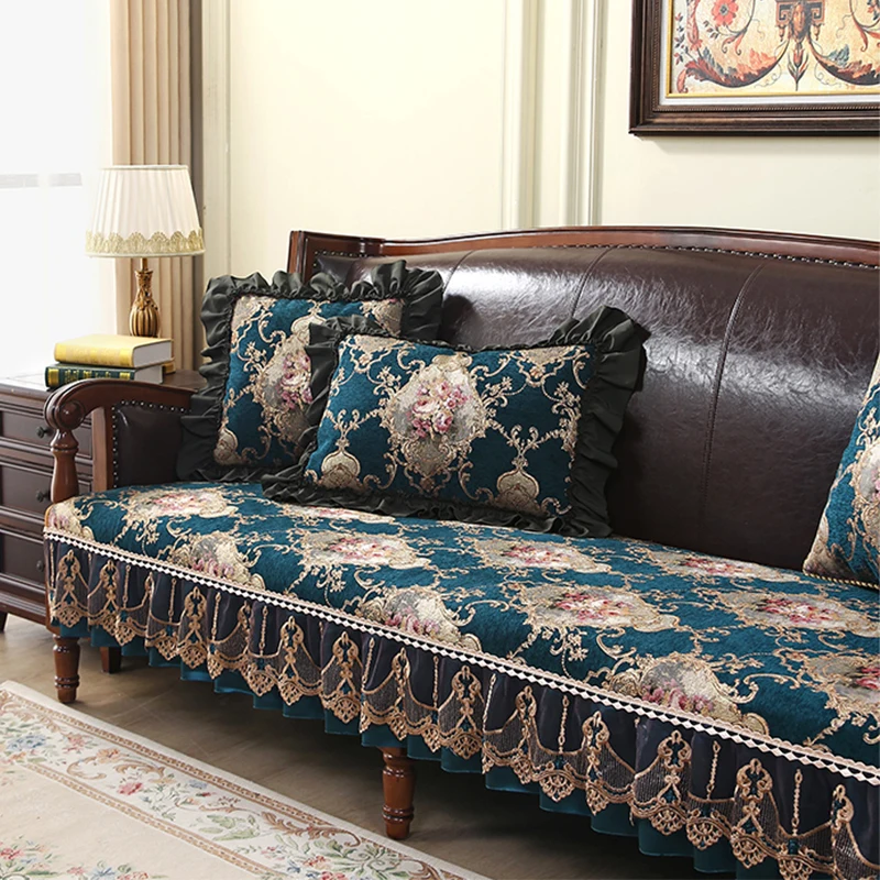 

Чехол на диван в стиле ретро, противоскользящий роскошный классический синельный жаккардовый чехол для дивана, тканевый чехол для гостиной с вышивкой, чехол на сиденье кресла