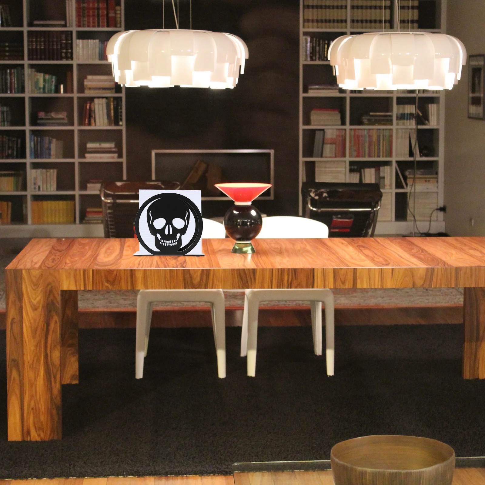 

1pc Metal Tissue Holder Skull Head Design Iron Napkin Stand For Kitchen Paper Towel Storage Rack Tissue Organizer Upright