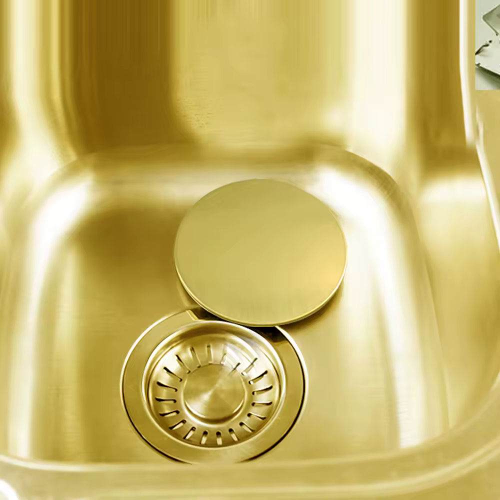 Talea Brushed Golden Kitchen Sink Strainer Cover,11.4CM Waste Filter LidDecor Flat Cover Lid,Sink AccessoryGold-Plated qs135c084