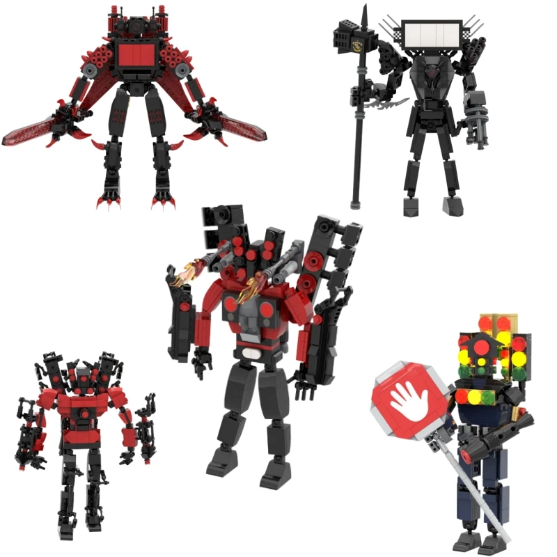 2024 Magnet Skibidi New Series Toilet Man Red Lotus Drill Male Titan traffic Light Battle-Axe Building Blocks Set Toys For Boys