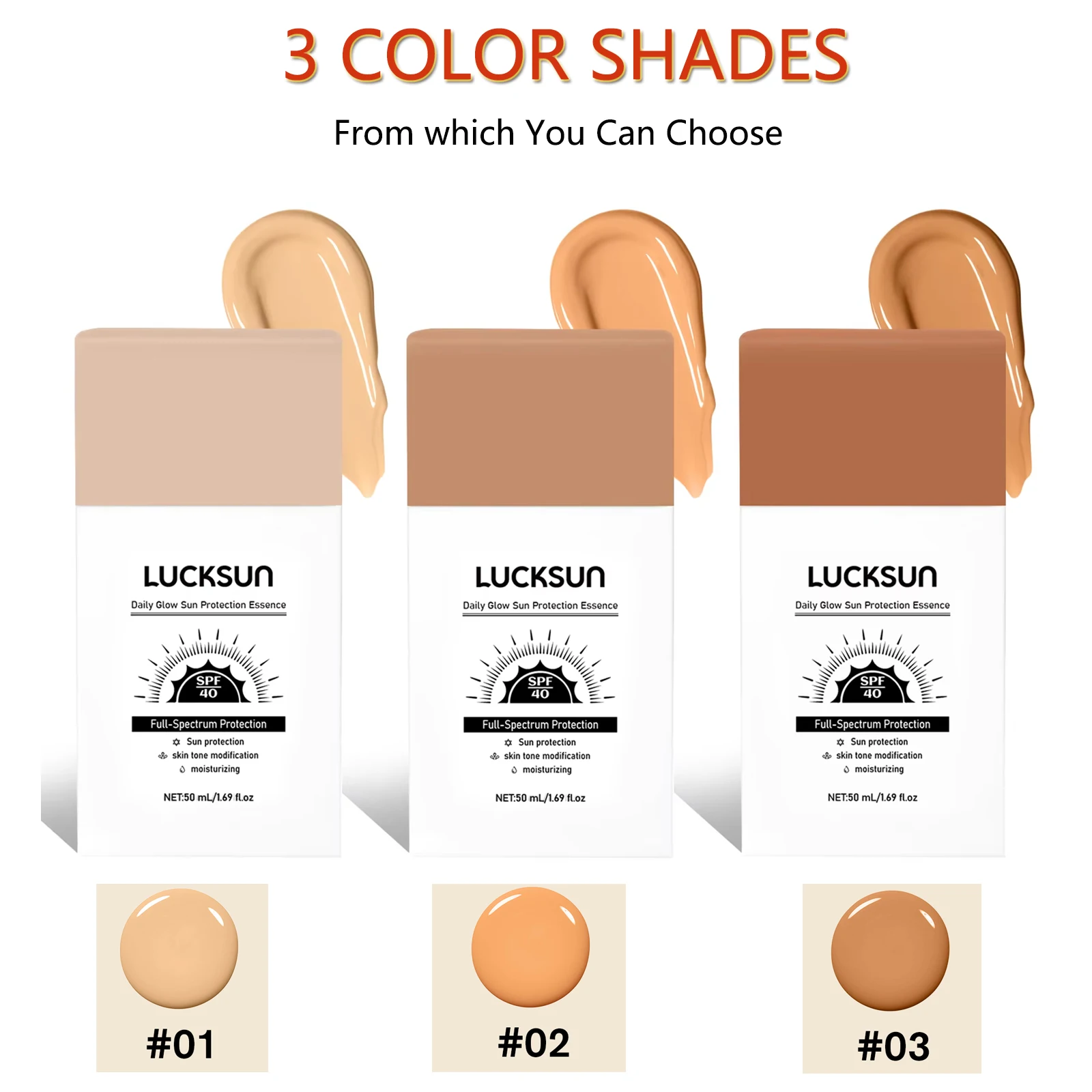 

LUCKSUN SPF40 Tinted Sunscreen Foundation 3-in-1 Daily Glow Makeup Base, Full-Spectrum Protection, Skin Tone Adjustment, 50ml