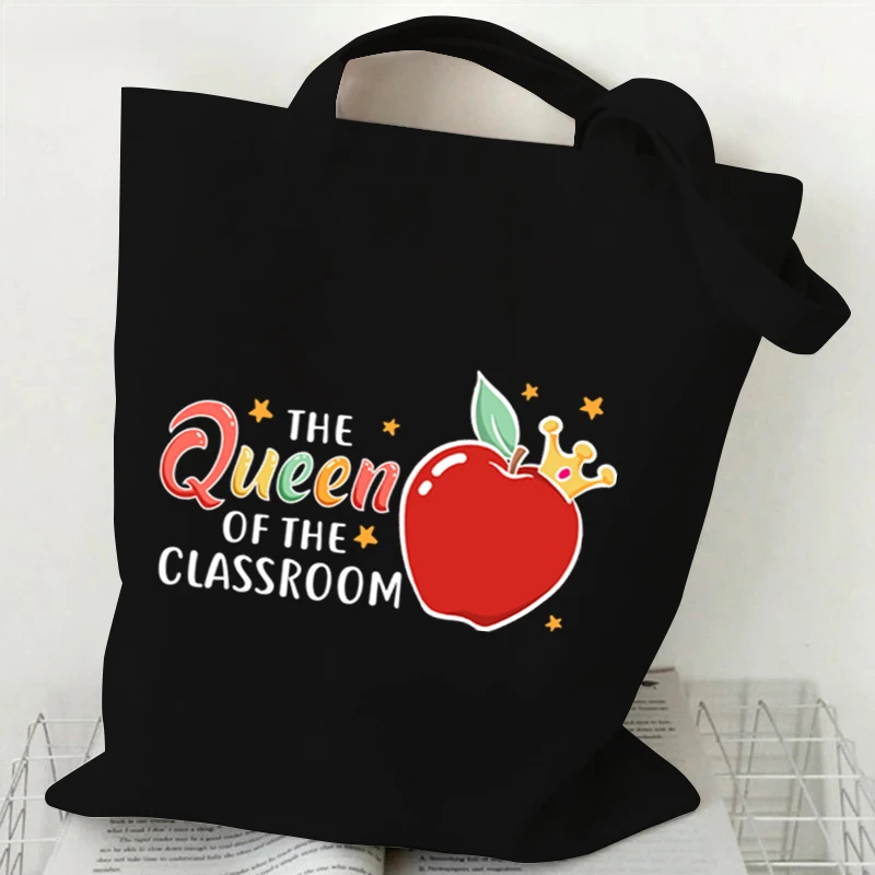 Blessed Teacher Printed Women Shoulder Bag Fashion Apple Pencil Globe Canvas Shopping Bags Female Reusable Handbags Gift Teacher