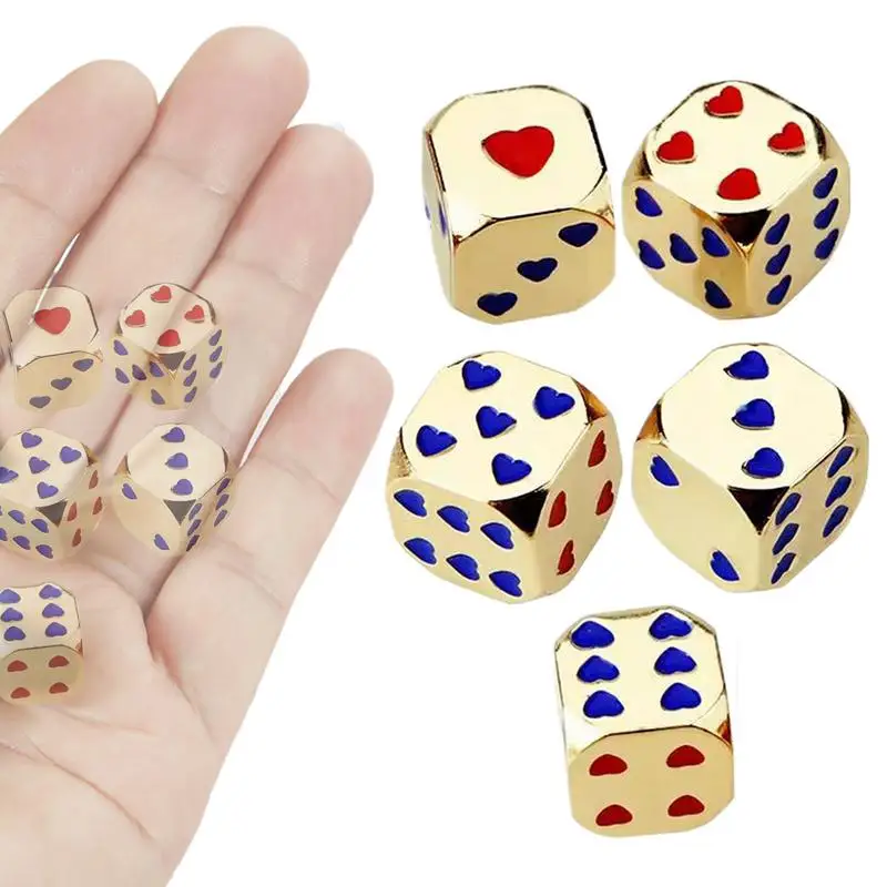 5pcs Six Sided Dice Unique Heart Pattern Board Game Portable Table Playing Games For Drinking Entertainment Dice