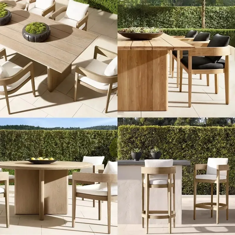 Modern Design Dining Room and Outdoor Table and Chair Furniture Set in High Quality Burmese Teak
