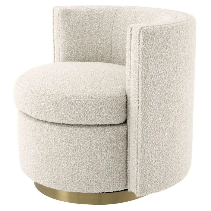 Luxury Living Room Furniture Faux Fur Barrel Chair Stainless Steel Velvet Swivel Accent Chair for Home Hotel