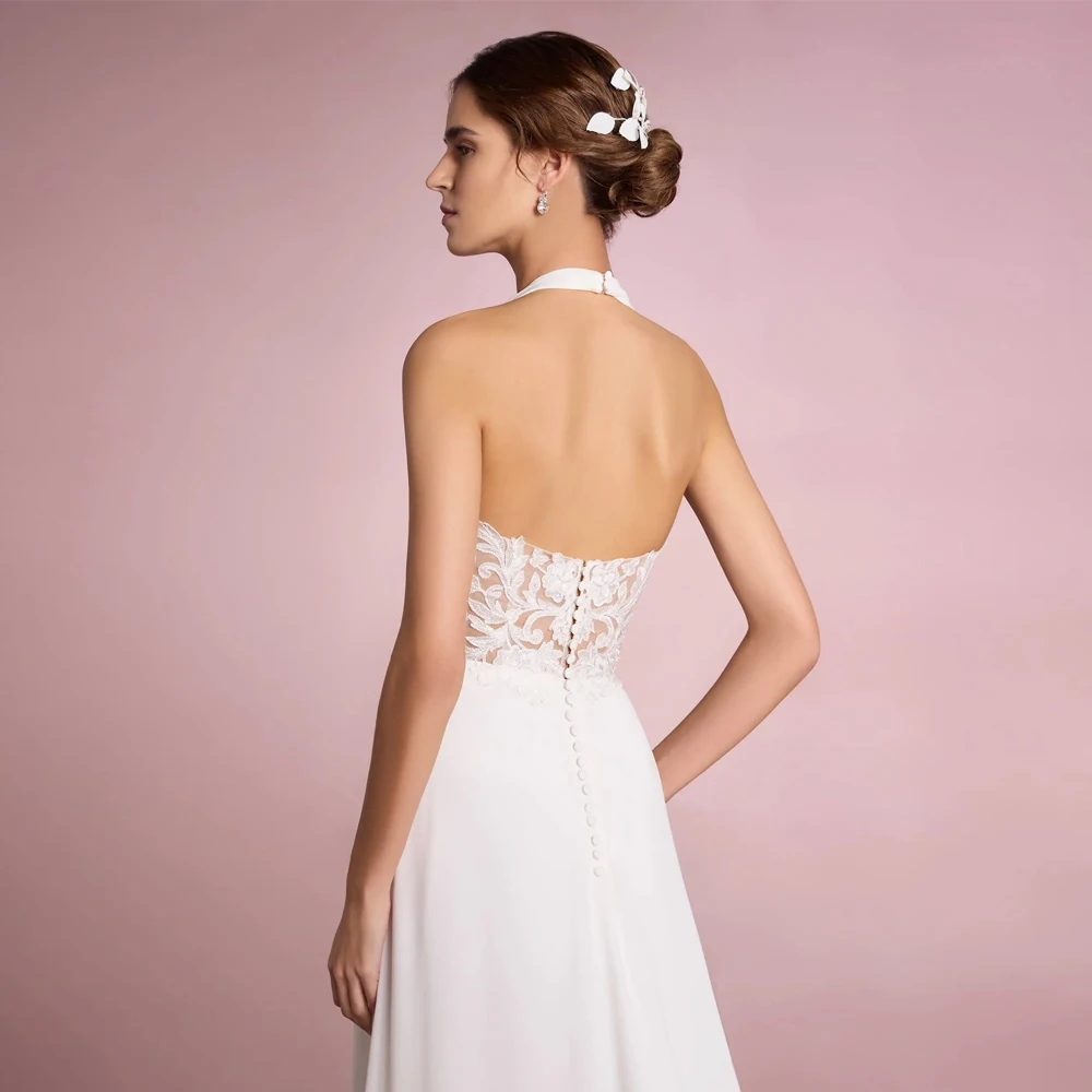 Abiti da sposa classici senza maniche con scollo a V profondo Abiti da sposa con cerniera sul retro Perline personalizzate Abiti da sposa senza schienale