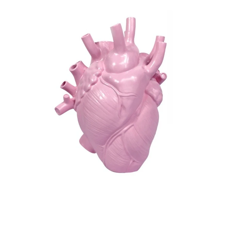 1Pc Anatomical Heart Vase Resin Flower Pot Heart Shape Vase Countertop Desktop Ornament Table Desk Flower Vase Decor