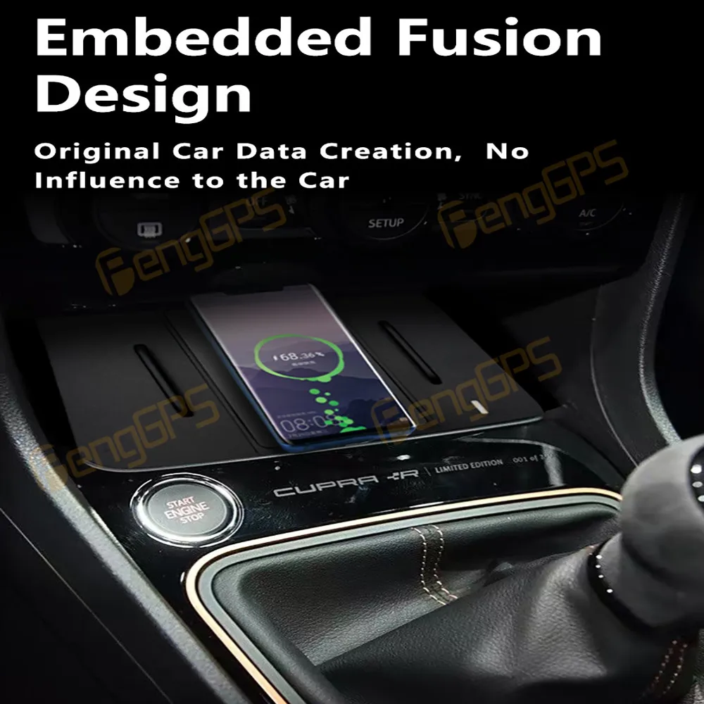 Dedicated Car Wireless Charger Center Console Fast Phone Charging Panel For Volkswagen Seat 2 Leon 2012-2017 Interior Accessorie view 6