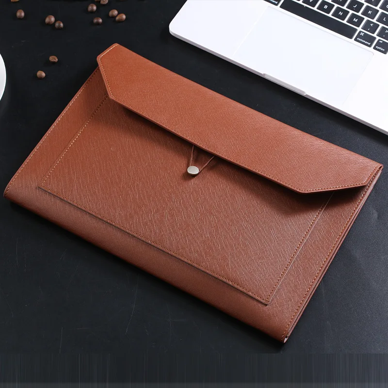 A4 Leather File Bag Large-capacity Storage Business Office Data Document Bag Folder Bag Organizer School Office Supplies