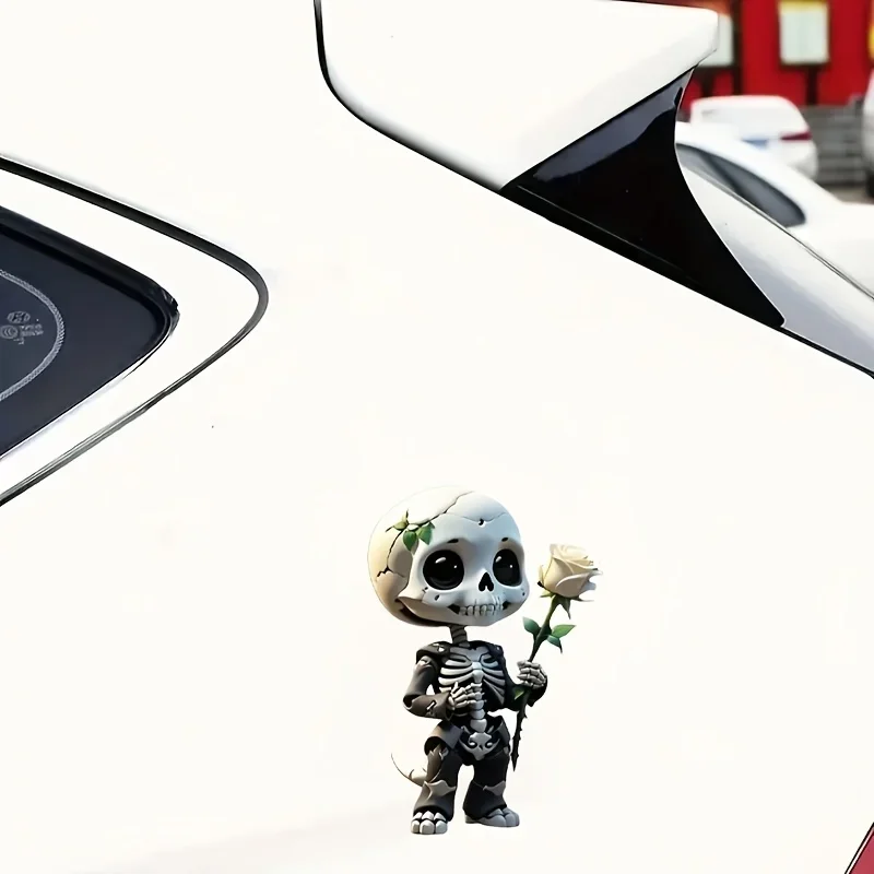 1 шт. наклейка со скелетом и розой — забавная романтическая атмосфера для скейтбордов, чехлов для ноутбуков и телефонов — съемный модный декор