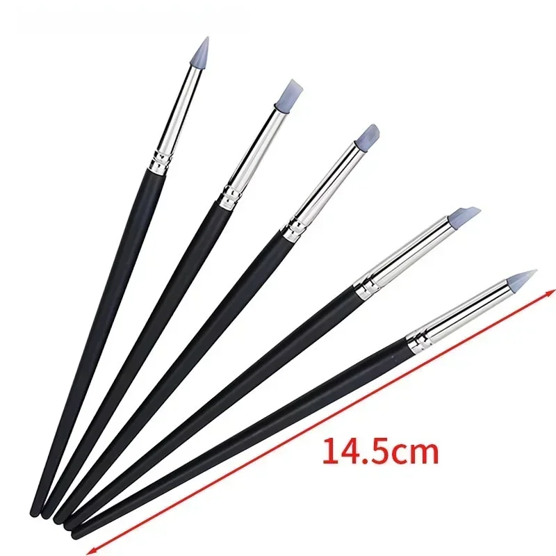 5Pcs/Set Silicone Nail Art Pen Brush UV Gel Polish Tip  DIY Dotting Polish Brushes Sculpture Pen DIY Manicure Tool