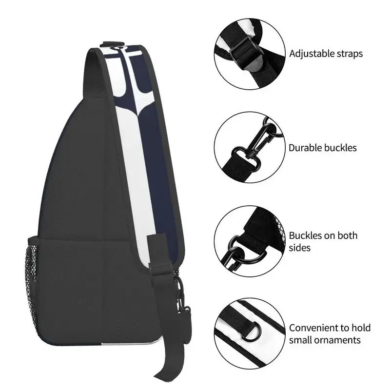 

White Navy Blue Anchor Sling Chest Crossbody Bag Men Casual Shoulder Backpack for Traveling