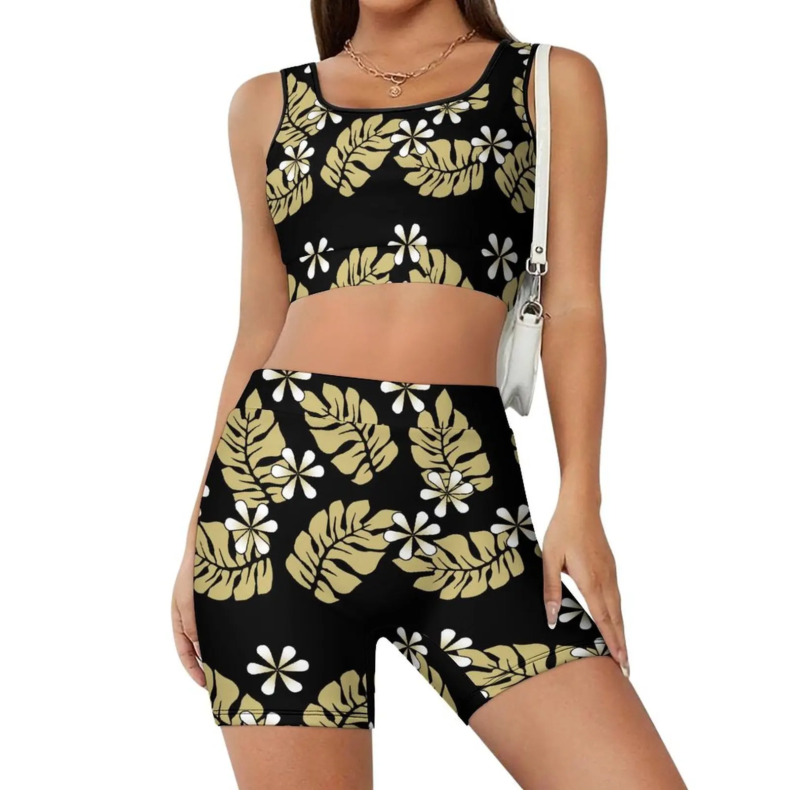 Polynesian-Style Printed Elegant Slimming Yoga Wear Set High-Quality Pilates Training Wear With Customizable Patterns