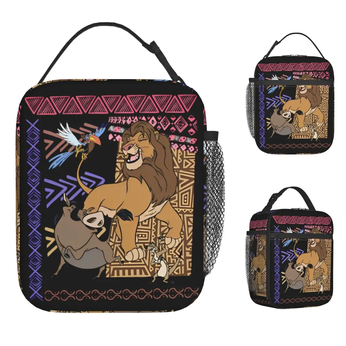 

Король Лев Хакуна Матата Симба Тимон Памба Изолированная сумка для обеда Герметичная многоразовая сумка-холодильник Большая сумка для обеда Сумки для хранения еды