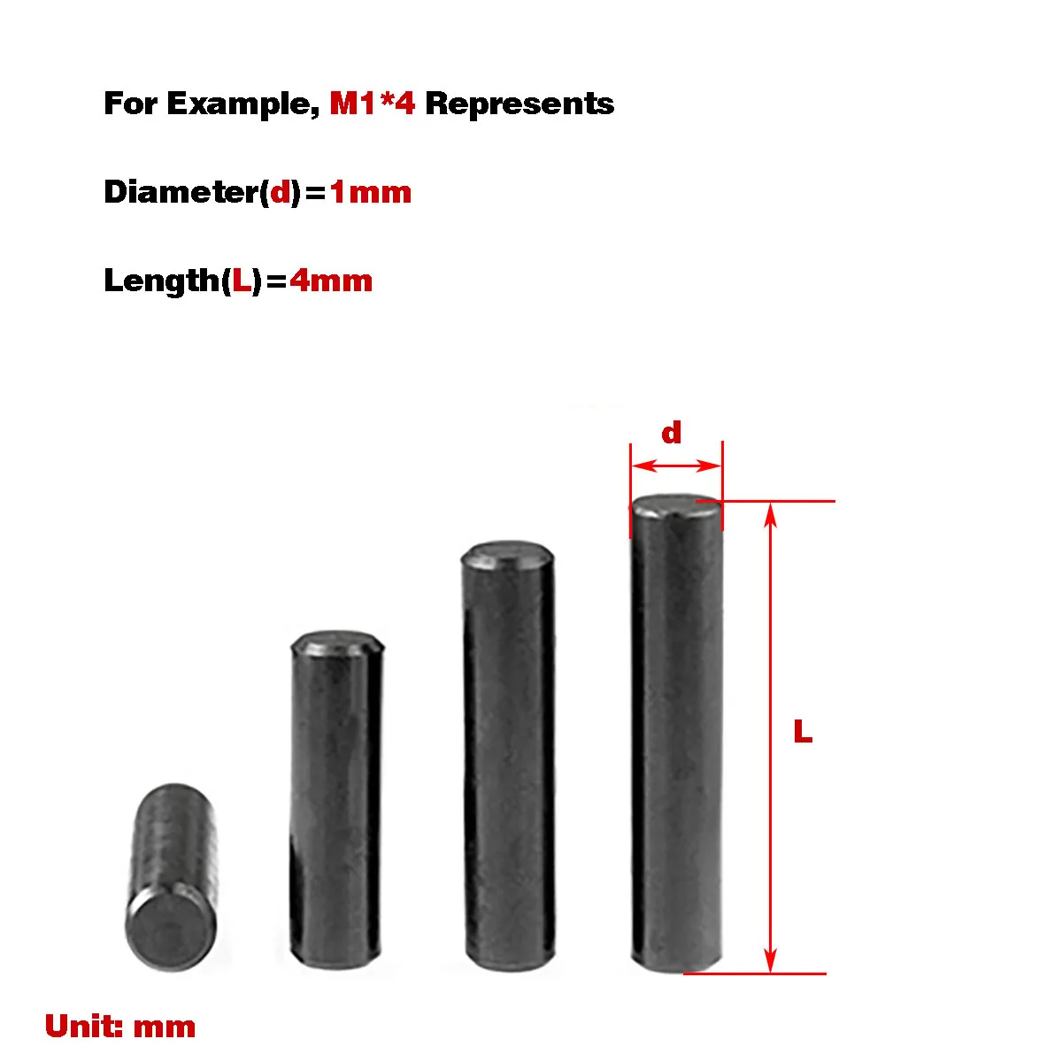 Black 304 Stainless Steel Solid Pin / Cylindrical Pin / Locating Pin M1-M10