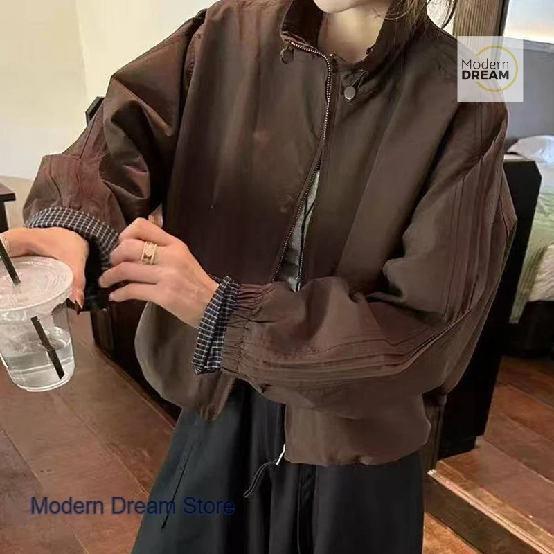 

Корейский стиль, модный дизайн, короткое пальто в клетку, женское весенне-осеннее новое темпераментное тонкое повседневное пальто Joker