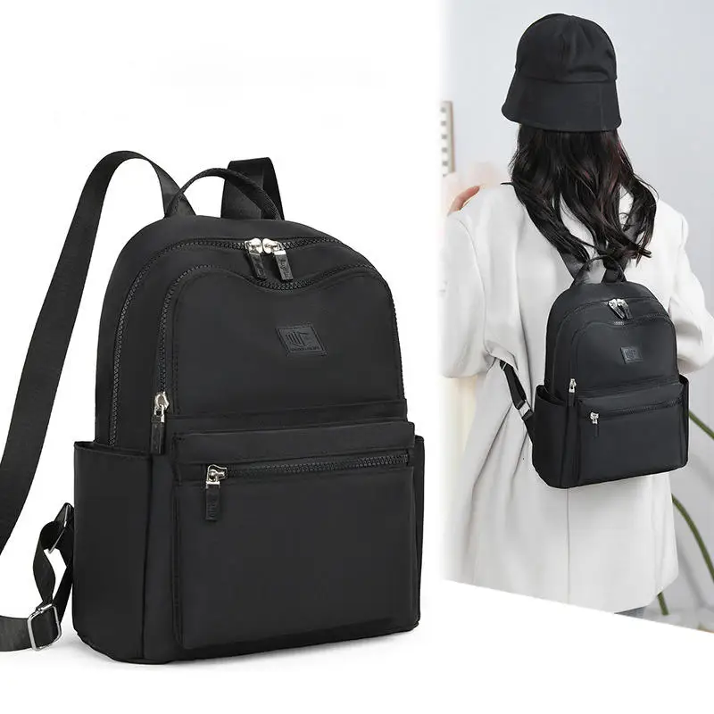 New Fashion Trendy Backpack Women Outdoor Travel Versatile Exquisite Oxford Cloth Small Backpack Black High-end Simple Backpack