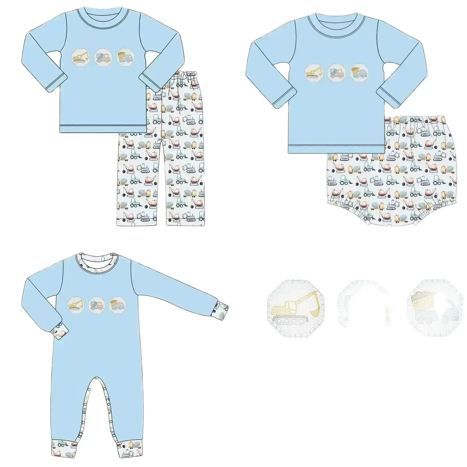 

New high-quality children's set long-sleeved car print trousers boy set baby romper children's clothes