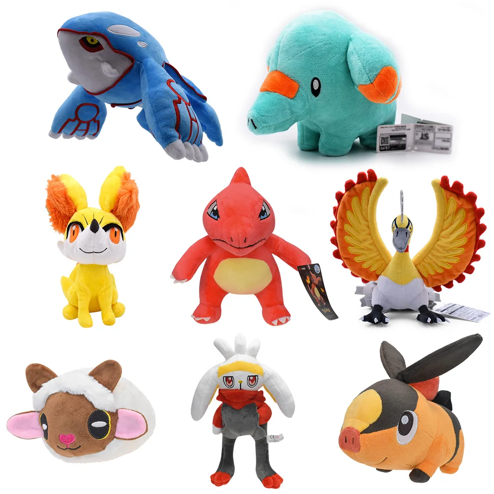 Pokemon Soft Plush Toys Raboot Lycanroc Chespin Pachirisu Exeggutor Stuffed Animal Dolls Wooloo Phanpy Celebi Fennekin Torracat