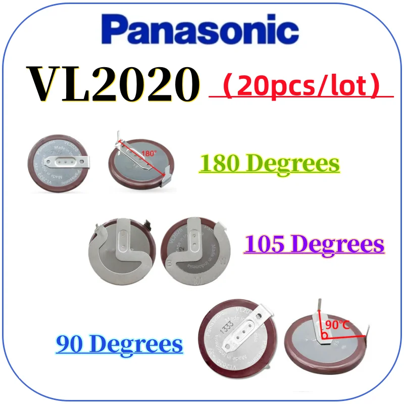 20pcs Original Panasonic VL2020 2020 rechargeable battery battery With Legs 90 degrees 105 degrees 180 degrees for BMW car key