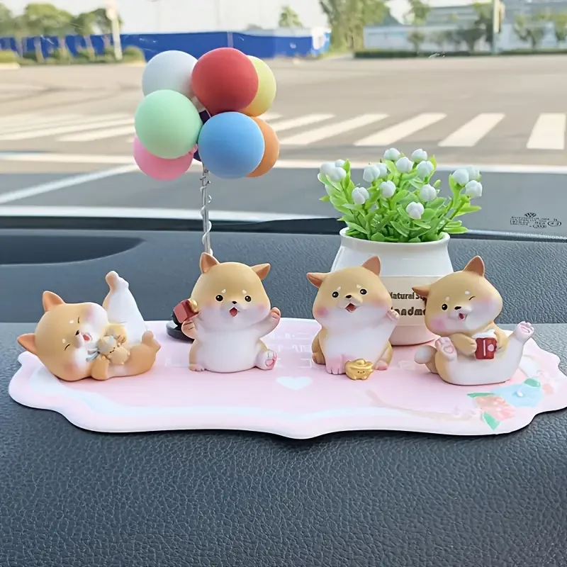 Cute Little Dog Car Ornaments, Car Dashboard Statues Shiba Inu Puppy Dolls Ornaments Car Interior Decoration Accessaries